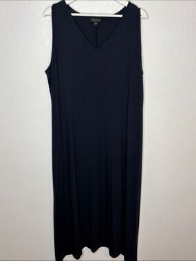 J. Jill Wherever Collection Navy Stretch Jersey Maxi Dress V Neck Size XL